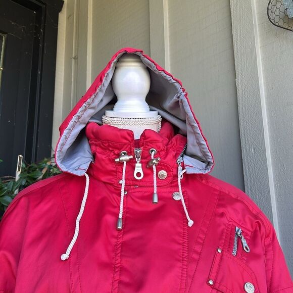Red Ski Jacket with Silver Accents and Insulation - Picture 11 of 12